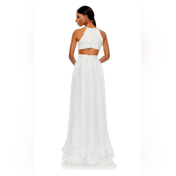Mac Duggal Cris Cross Cut Out Halter Neck Maxi Dress - Picture 2 of 3